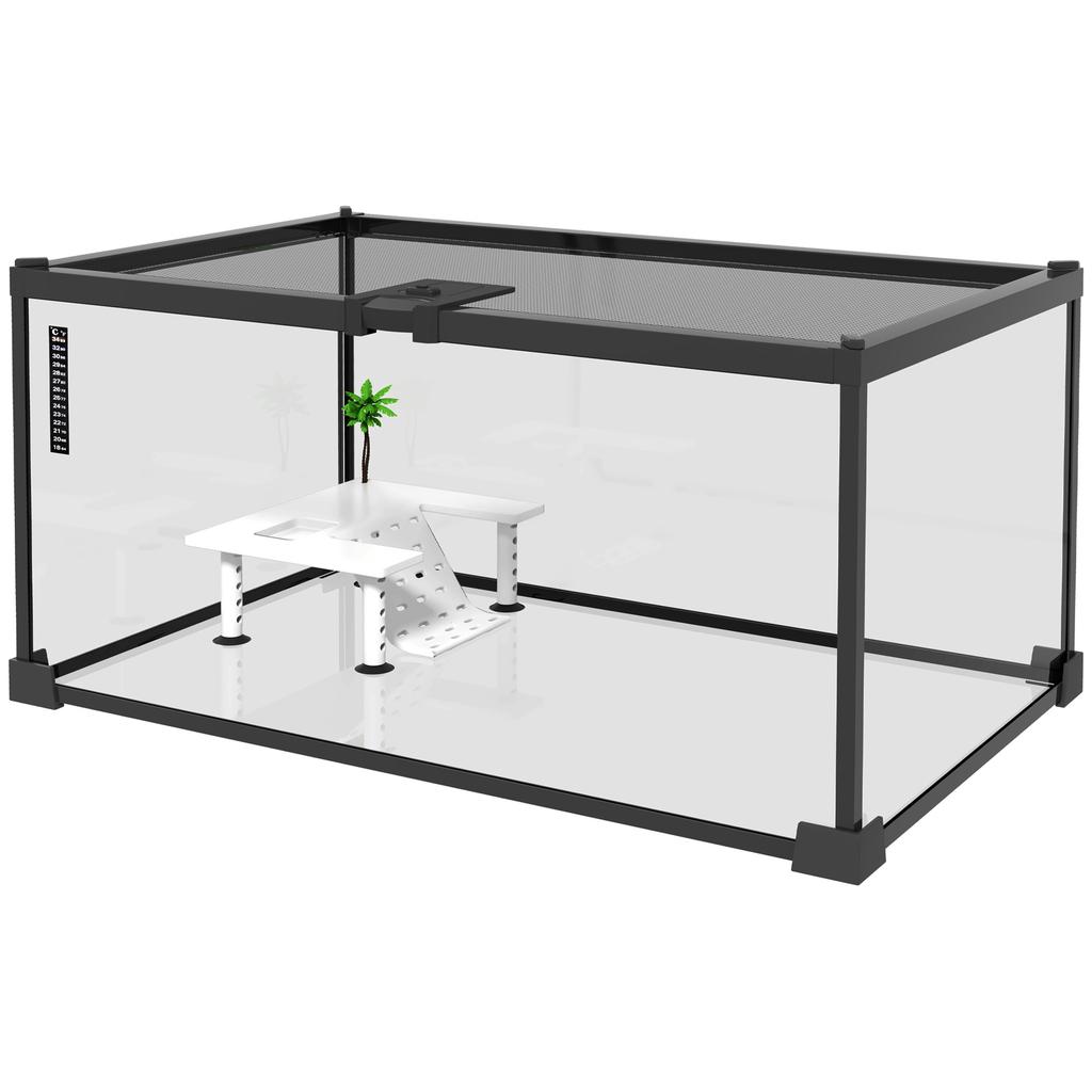 Reptile Box Reptile Breeding Box Transparent Terrarium Habitat Sliding Lid Wire Mesh