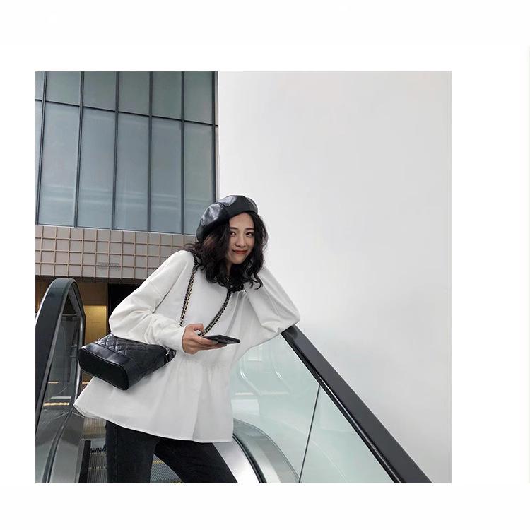 2024 Autumn Korean Style Loose Slimming Student Casual Thin Solid Color Women's Sweatshirt