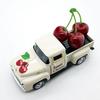 Vintage Truck 3pcs Car Figurine Model Truck Carry Fake Fruits Creative Vehicle Tabletop Ornament For Display Classroom Kitchen