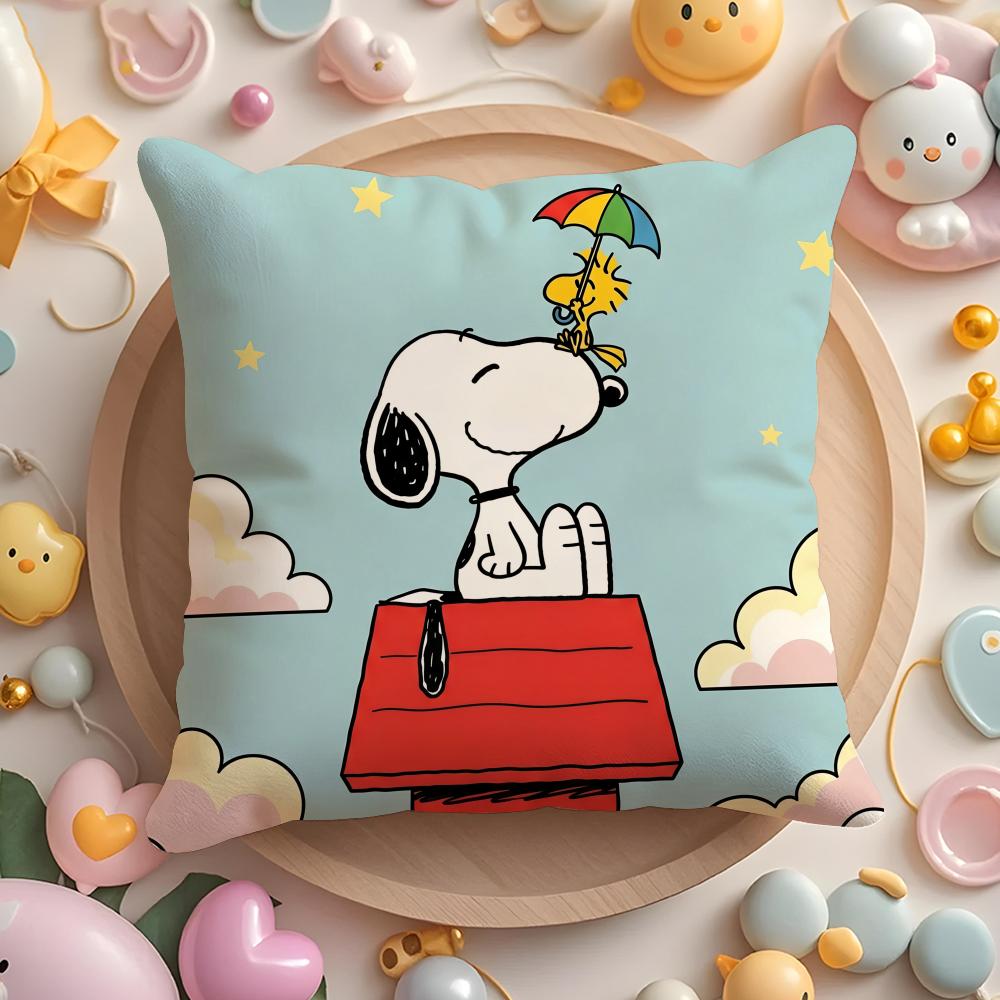 

Cute Snoopy Pillow Case Short Plush Double-Sided Printing Home Machine Washable in Warm Winter Cushion Cover 12x12Inch