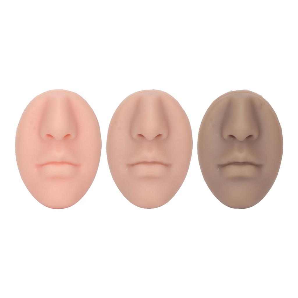 3pcs Silicone Nose Mouth Model Professional Soft Flexible Reusable Simulation Silicone Piercing Model