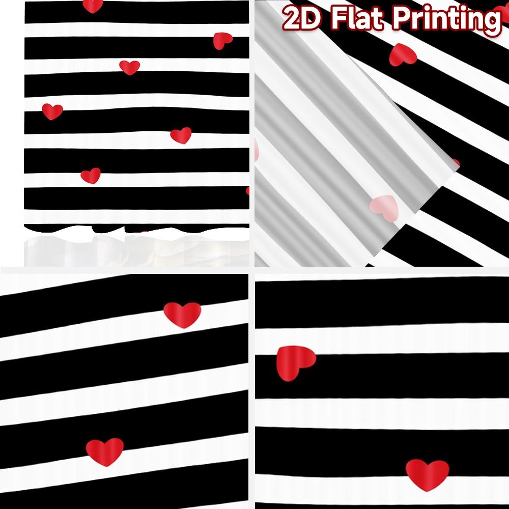 2D flat printing 2pcs Curtain Scene Curtain Valentine's Day Hearts Stripes Digital Printed Polyester Drapes Holiday Decorations