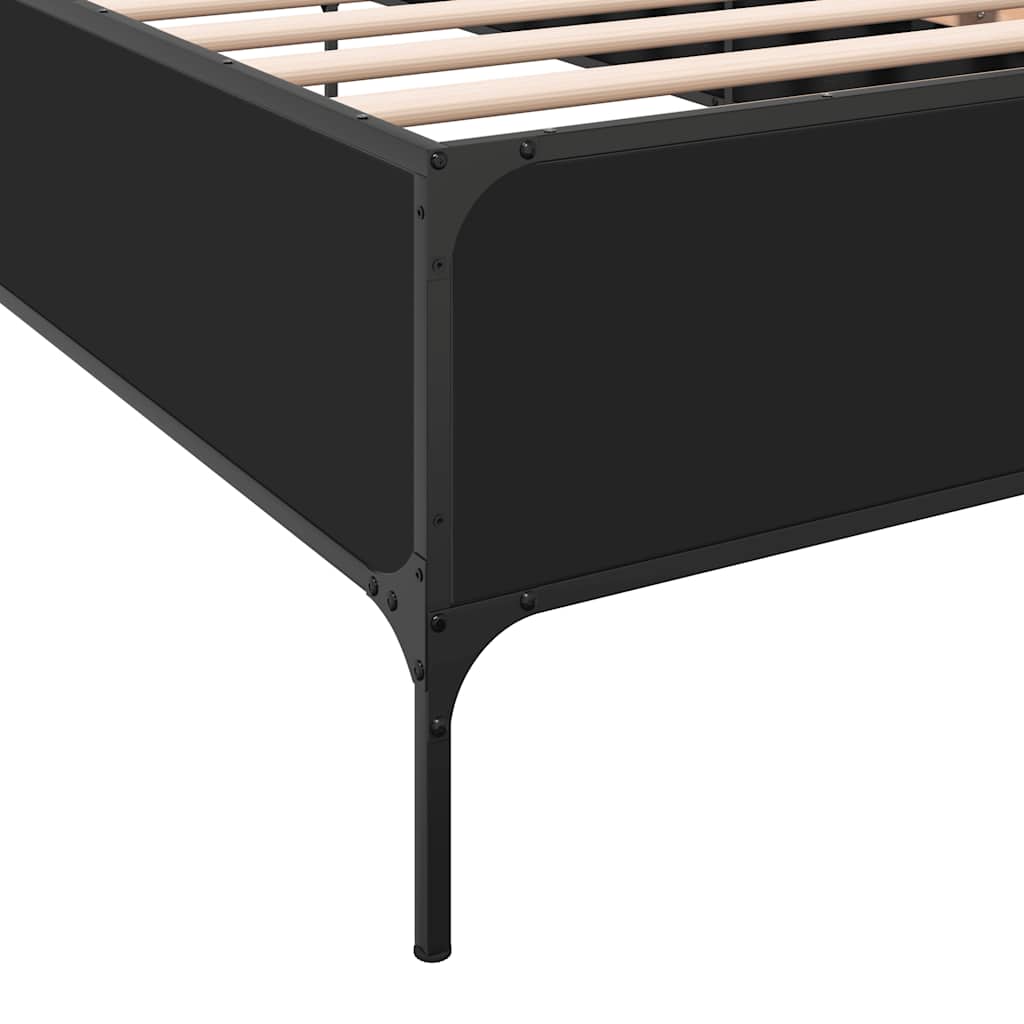 Bed Frame Black 90 x 200 cm Particleboard and Metal