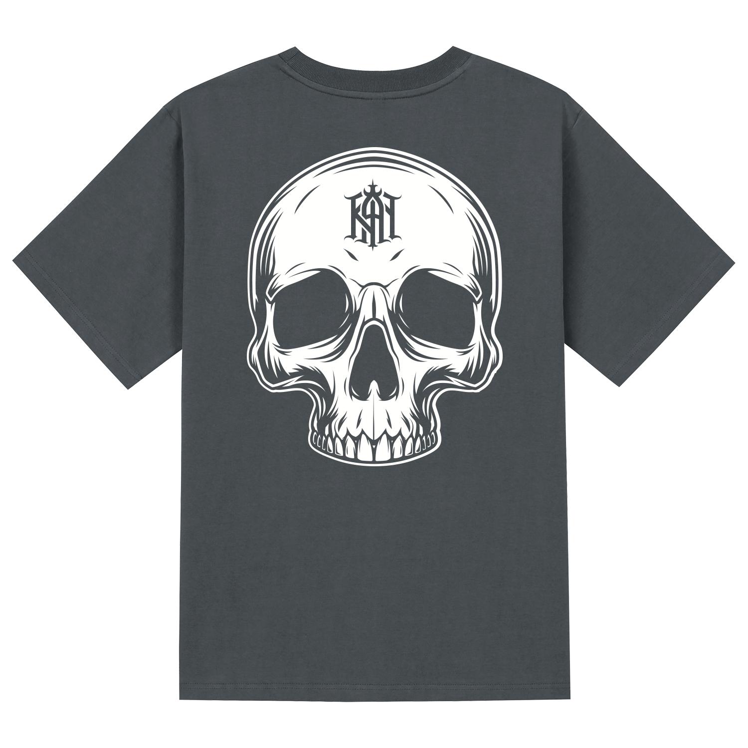 Khan 6312 Ktg0180 Custom Skull Short Sleeve T-Shirt - Gray Gray/L