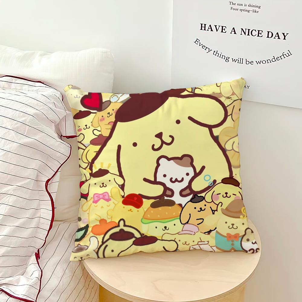 MINISO Cartoon P-Pompompurin-S Cute Pillow Case Sofa Living Room Bedroom Headboard Backrest Cushion Square Cushion Nap Time