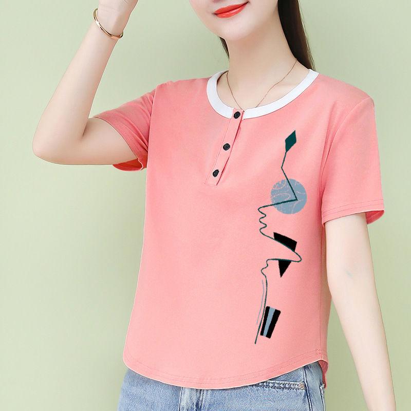 

Женская хлопковая футболка с коротким рукавом, приталенного кроя, больших размеров, на лето 2025 года XL [115-125 lbs]