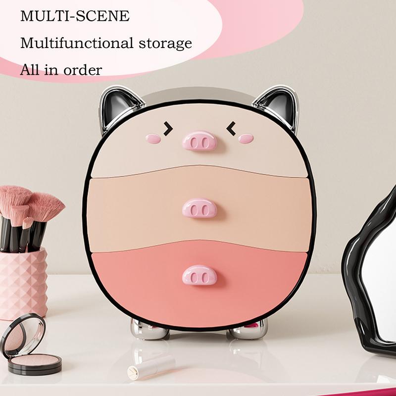 Cute Pig desktop stationery storage box Multi-layer drawer type cosmetics storage box students Home Organizer