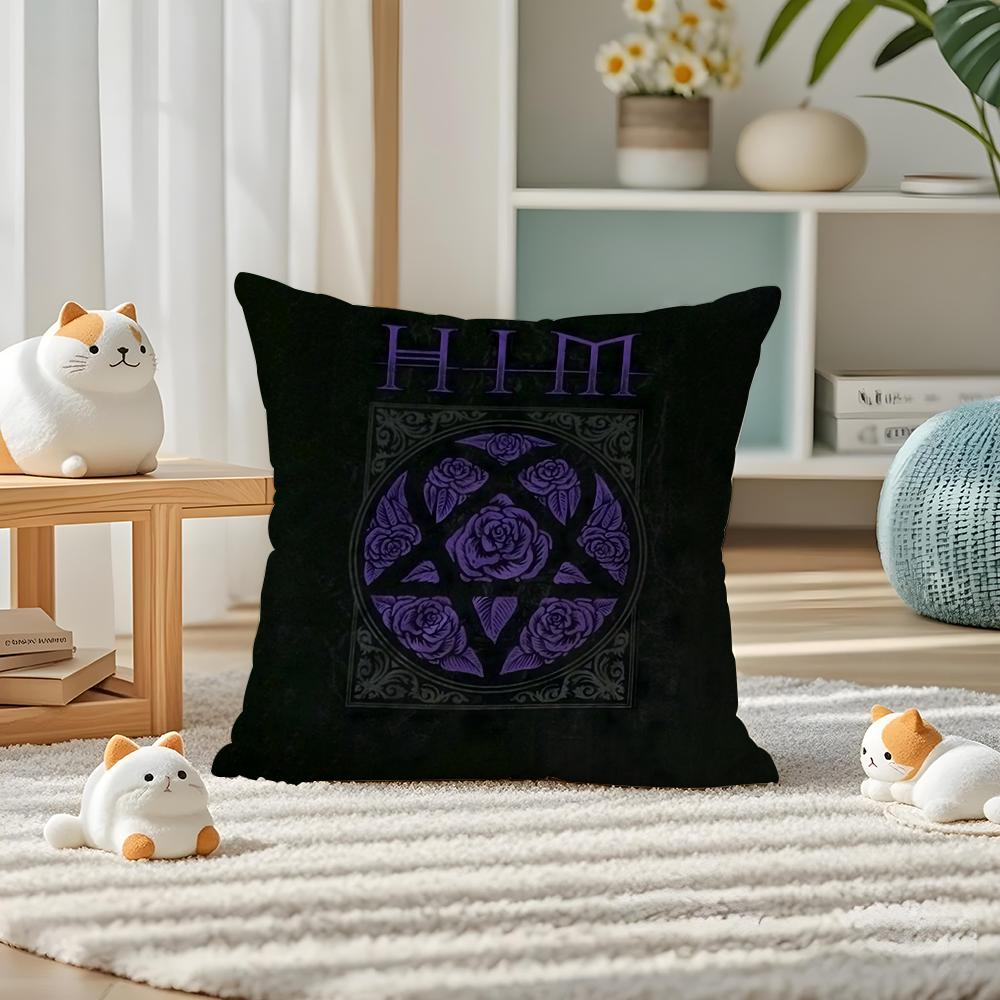 HHim Ornate Heartagram Pillow Case Silky elegant Comfort Sofa Bed Invisible zipper
