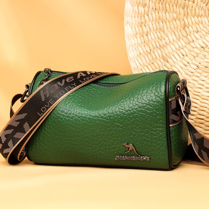 Real leather pillow women's bag versatile soft leather Boston bag stylish single shoulder mom bag crossbody bag