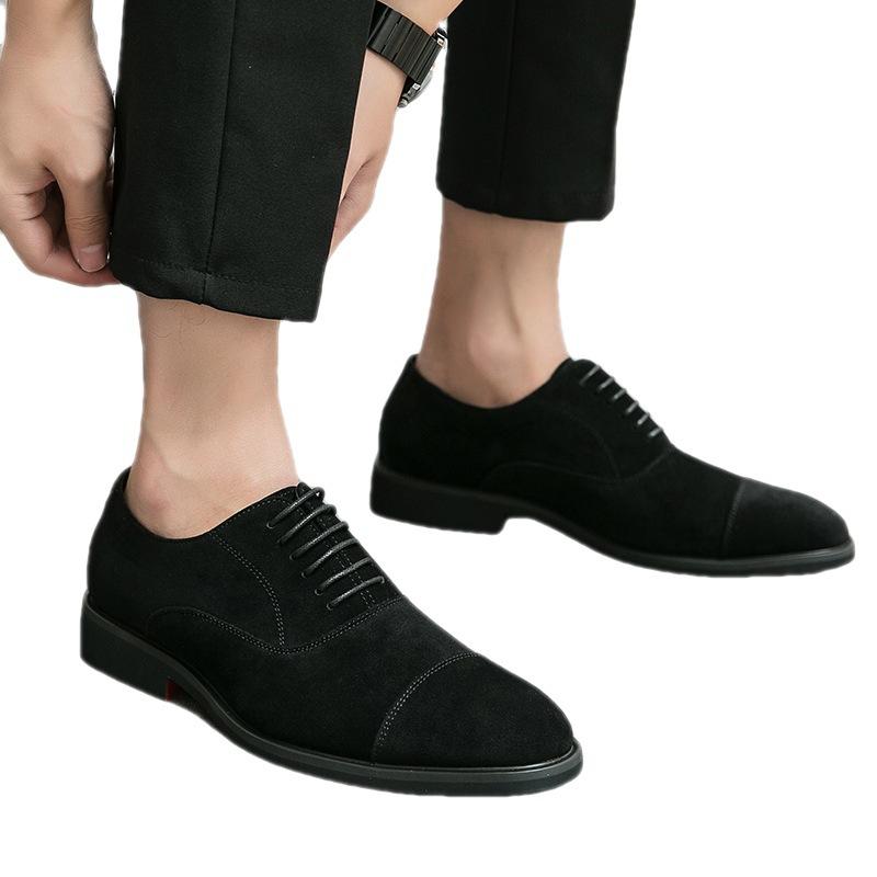 Three joint leather shoes spring and autumn business dress free lace-up trend fashion low-top unit with leather shoes