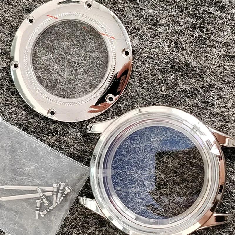 Stainless Steel Case+Leather Strap 39MM Double Buckle Leather Modification Watch Accessories For NH35/NH36/4R/7S Movement