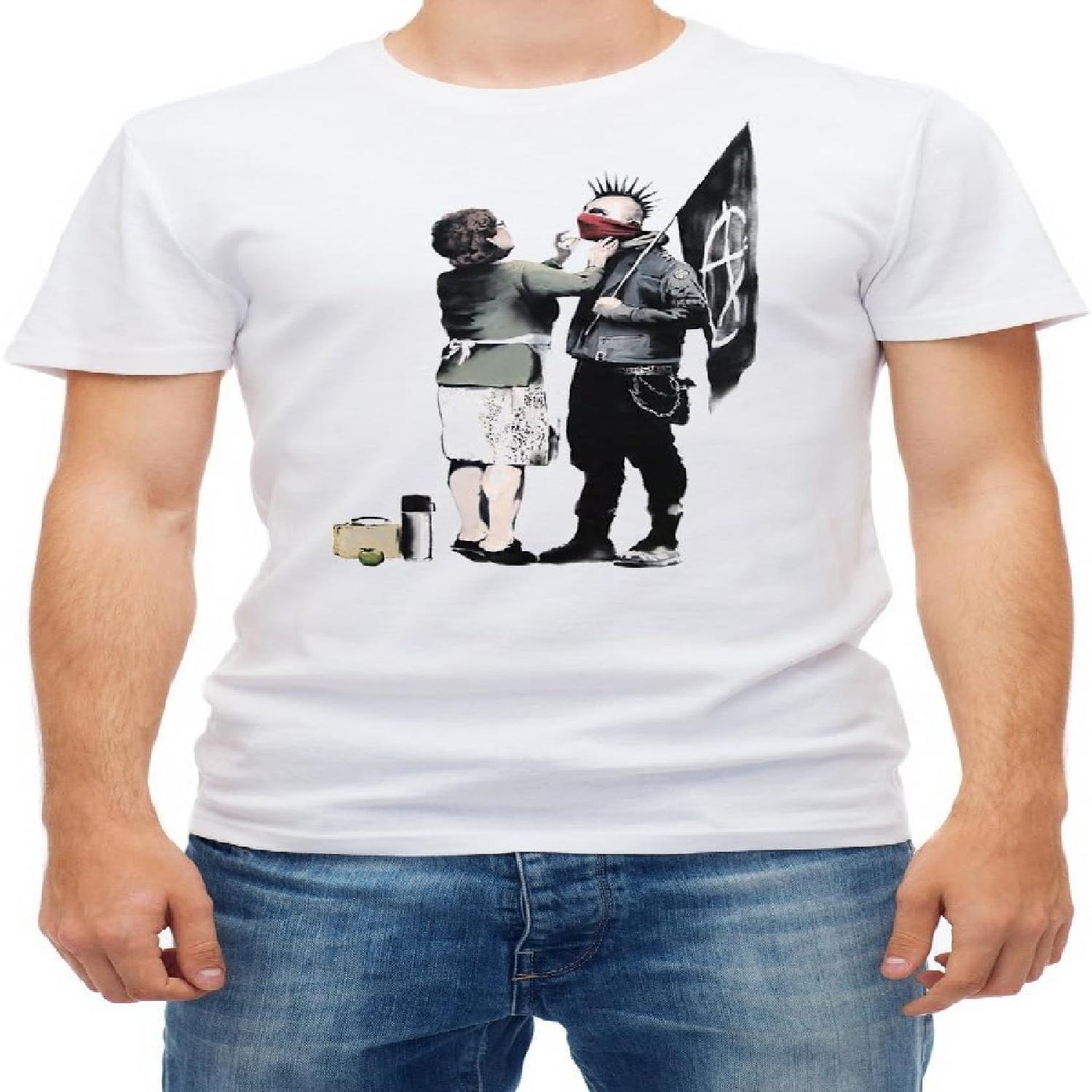 Banksy Men s T-Shirt Anarchy Punk rabel Mum Street Art Graffiti S