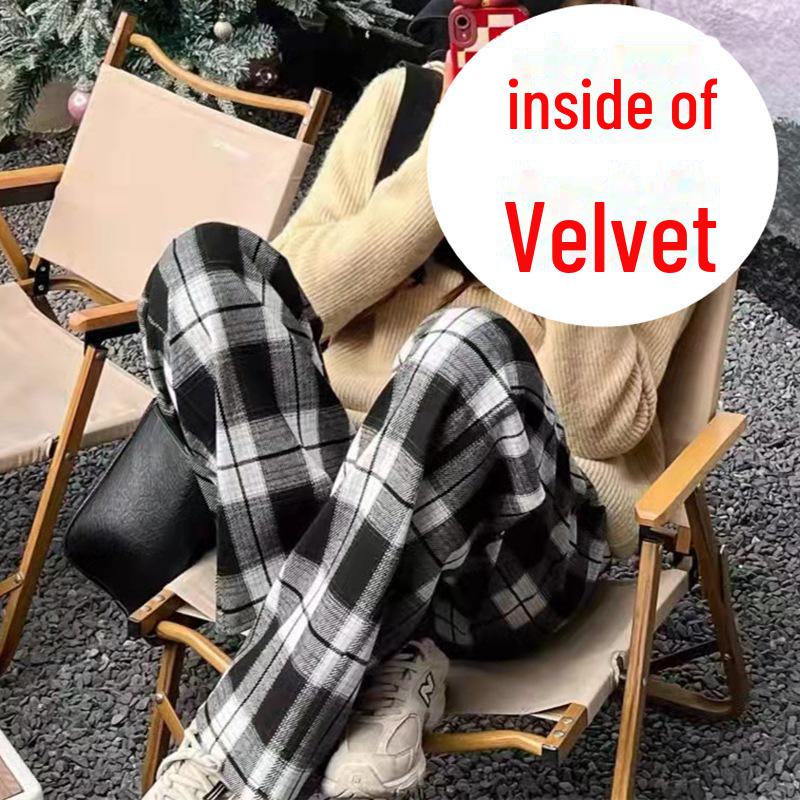 Women's Warm Fleece Straight-Leg Pajamas: Autumn/Winter Casual Pants for Walking & Outdoor Wear