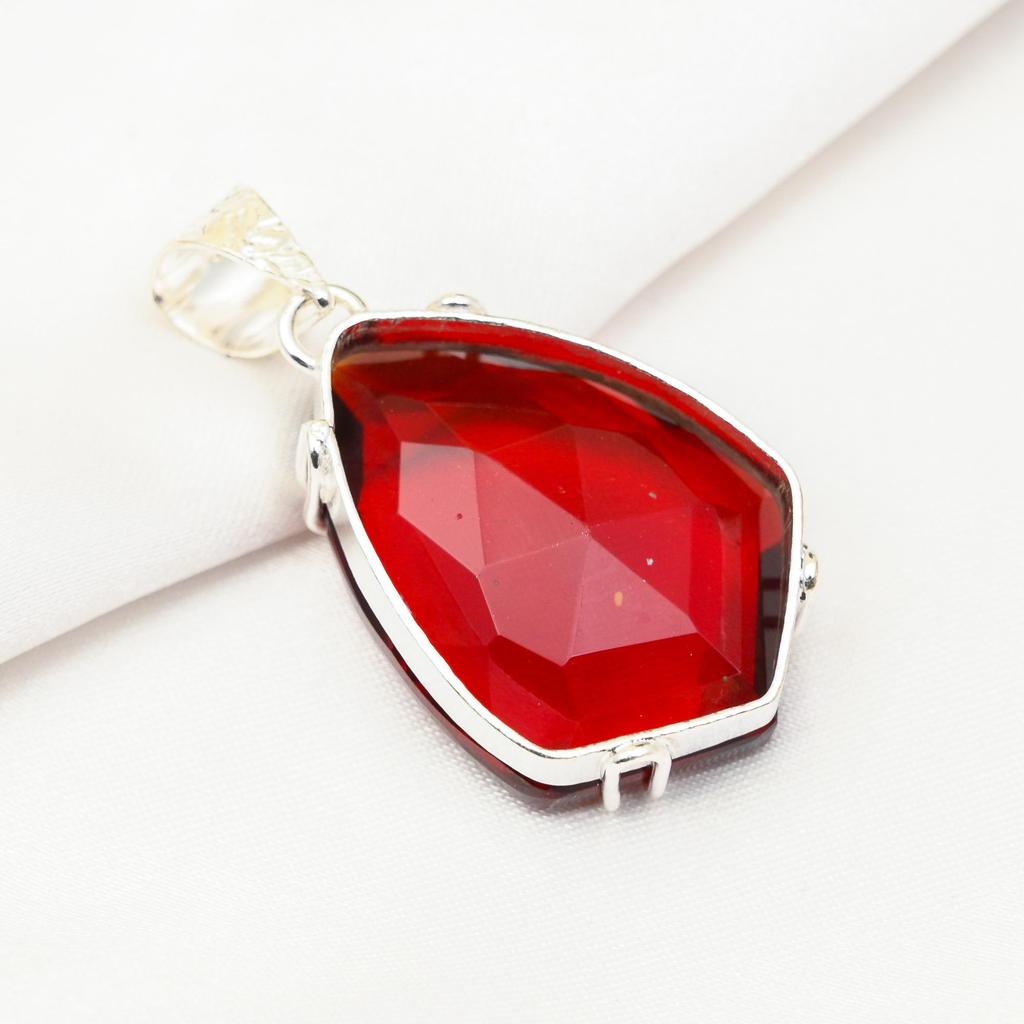 Red Garnet Jewelry, 925 Solid Sterling Silver Pendant, Handmade Gemstone Jewelry Pendant For Memorial Day