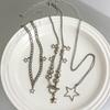 3pcs/set Layered Star Necklace Silver Hollow Star Pendant Neck Chain Fashion Neckwear Jewelry Gift for Women and Girls