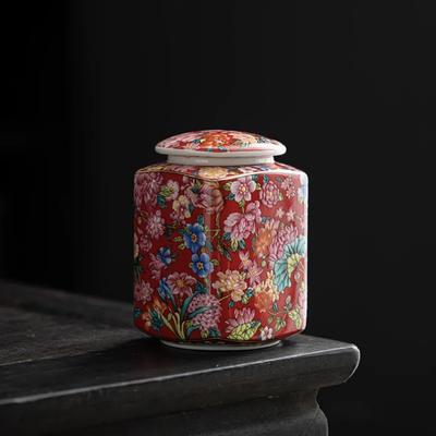 Enamel Tea Pot Luxury Ceramic Storage Pot Sealed with Lid Tea Storage Box Living Room Coffee Table Decoration Accessories