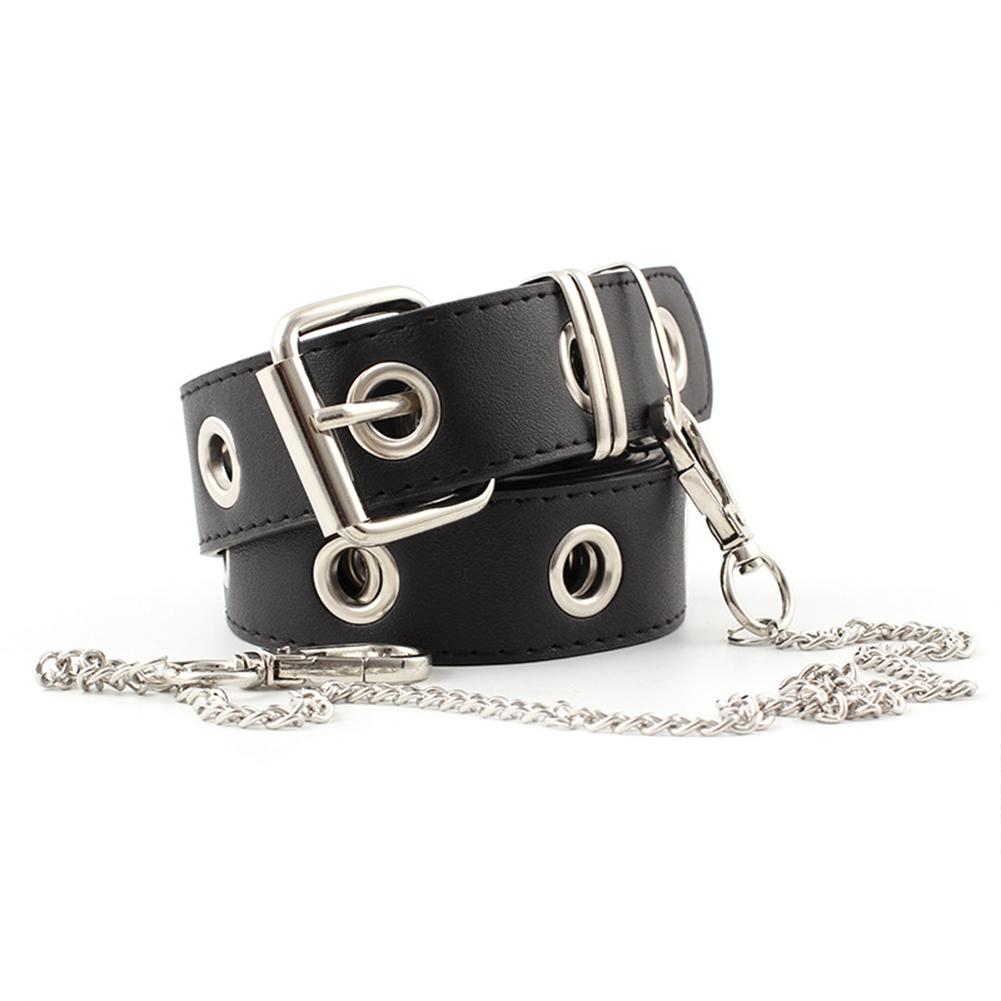 Women Fashion Imitation Leather Round Ring Chain Decorative Waist Belt