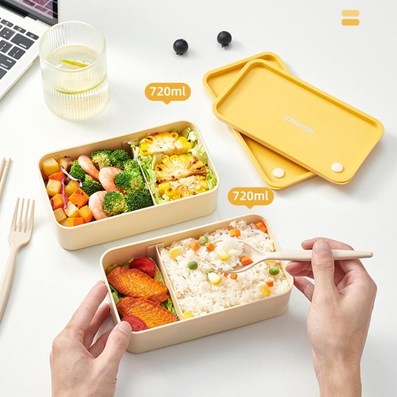Plastic Bentos Container Leakproof Seal Compartmentalized Design Lunch Box Utensils Included for School Office Use