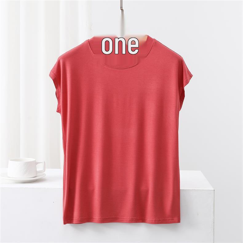 Modal Crew Neck Short Sleeve Casual T-Shirt - Women's Slimming, Versatile Summer Top.