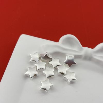 Pure Sterling Silver 999 Five-Pointed Star Spacer Beads for Handmade DIY Bracelets and Necklaces