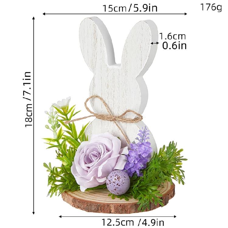 Easters Rabbit Wood Ornament Cartoon Rabbit Wood Crafts for Easters Home Party Desktop Decoration