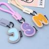 Stylish Alphabets Keychain Charm Sturdy PU Leather Keyrings Pendant Accessory for Bags and Keys Gift Choice