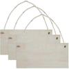3pcs Unfinished Wood Sign Blank Rectangle Hanging Wooden Plaque Diy Craft Project Wood Sign With Rope Door Wall Art Decorative, 3.94x7.87 Inch