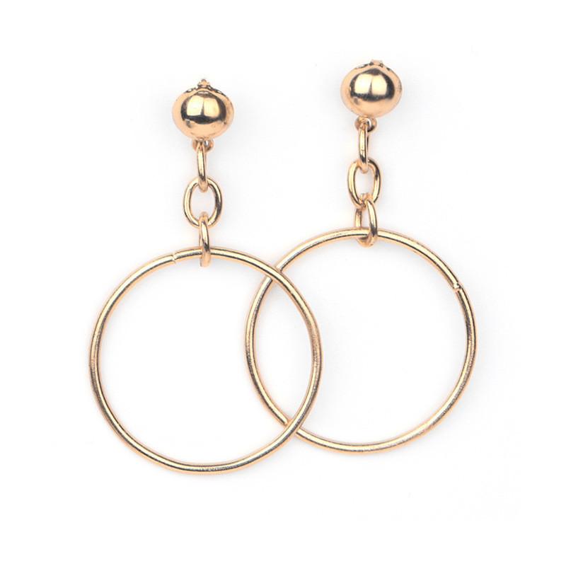 Circle Unique Gold Earrings Geometric Shape For Women Fashionable