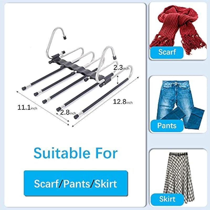 Magic Pants Hanger Saves Space - Used for Multiple Layers of Multifunctional Wardrobes, Pants Scarves, Slack Rack Organizer