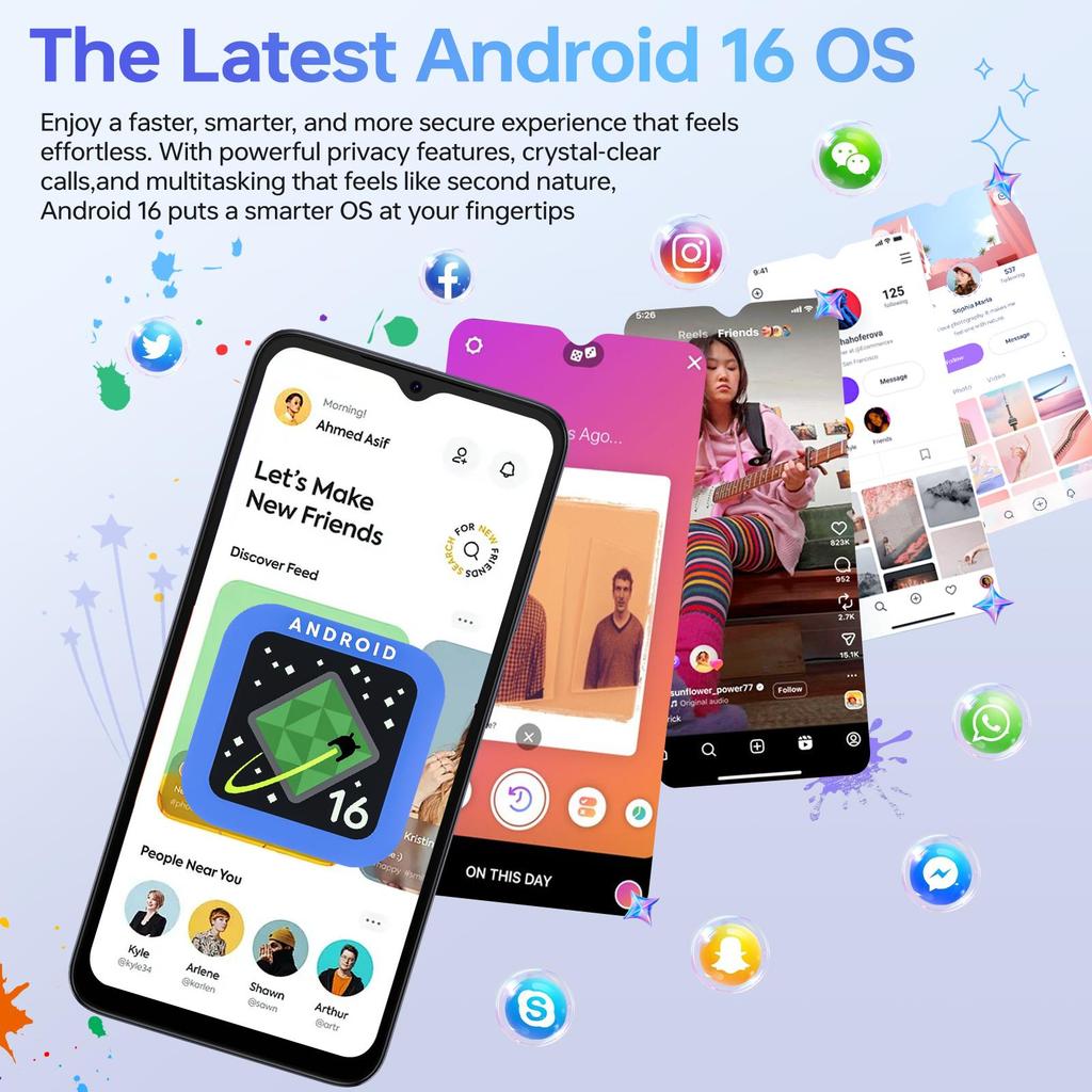 DOOGEE Note56Plus Andriod 16 Entsperrtes Telefon, 48GB+256GB/2TB Smartphone, Octa Core 6.56" HD+ 90Hz Mobil 6150mAh, 50MP+8MP, Handy 8.45mm Ultradünn