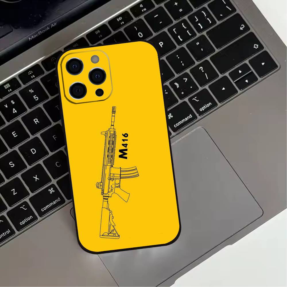 M-M-416 K-King Of Guns Phone Case For iPhone 17,16,15,14,13,12,11 Plus,Pro Max,XS,Soft Silicone Black Cover