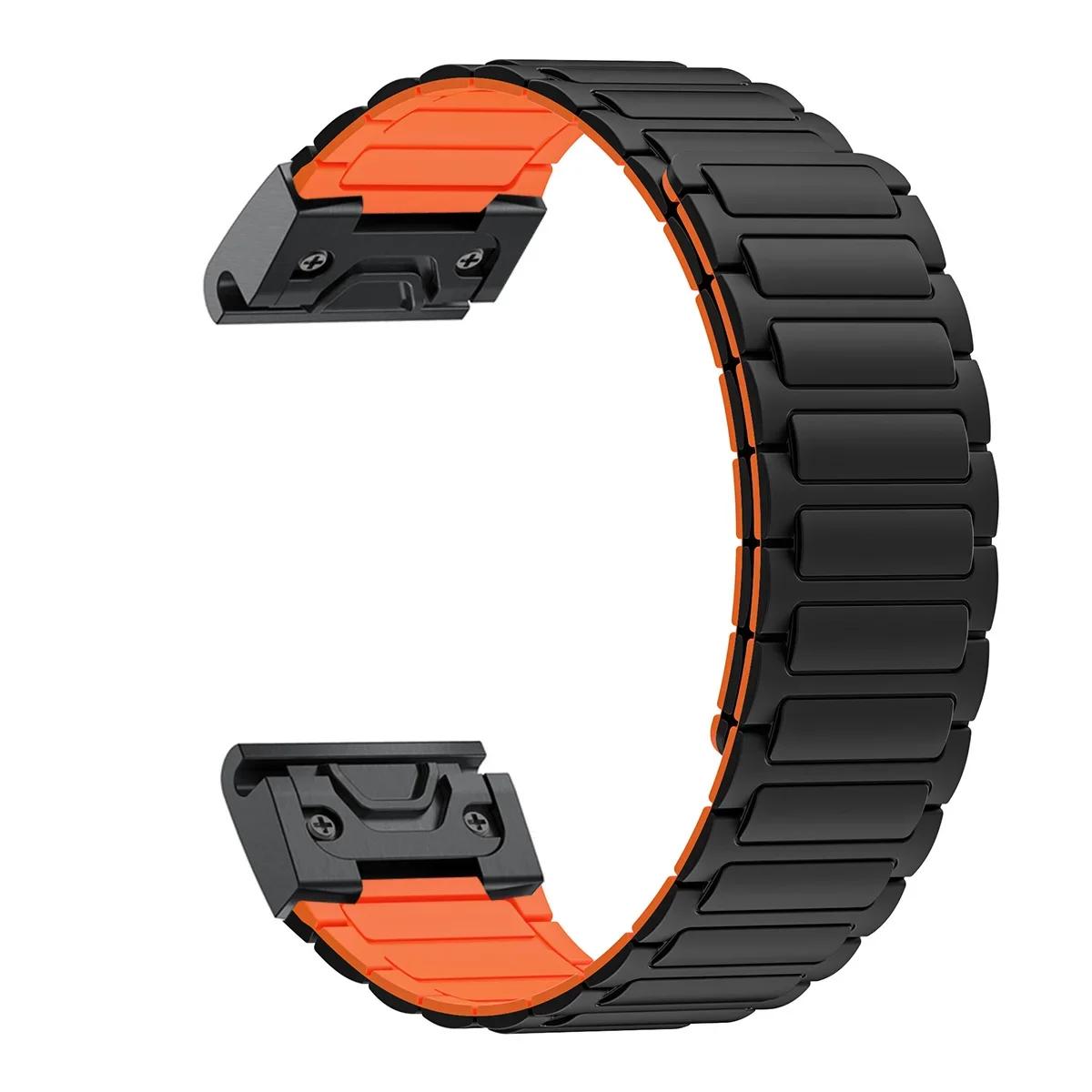 

26-мм магнитный силиконовый ремешок для Garmin Band Fenix 8 51MM 7X 7 Pro Fenix 6X 5X 5Plus Tactix 7 Enduro 3 Петля descent mk1 Браслет Garmin Enduro3 2