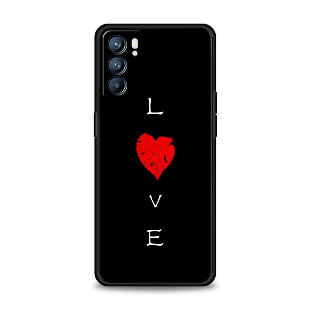 I Love you Pink Heart Phone Case For Oppo Reno8 Reno7 Reno6 Pro A54 5G Find X6 X5 A53 A52 A9 A15 A95 A17 A16 A74 A57 A31 Cover