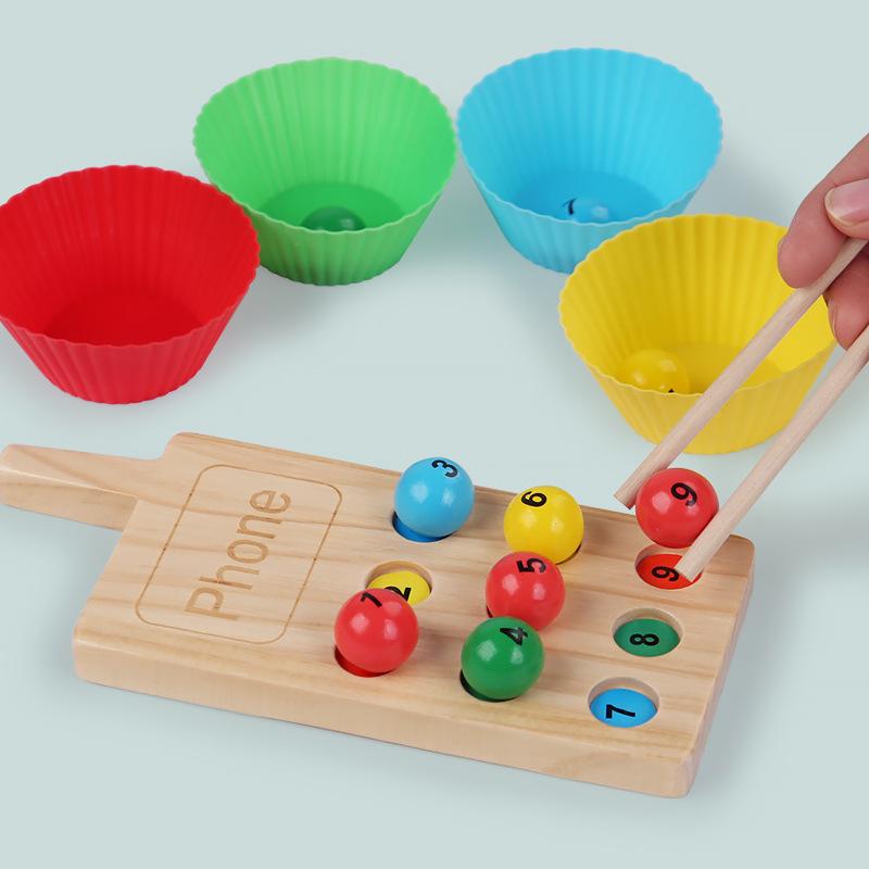 Puzzle Children s Early Education Teaching Aids Mobile Phone Stickers Clips Beads Digital Color Pairing Learning Chopsticks Spoon Clips