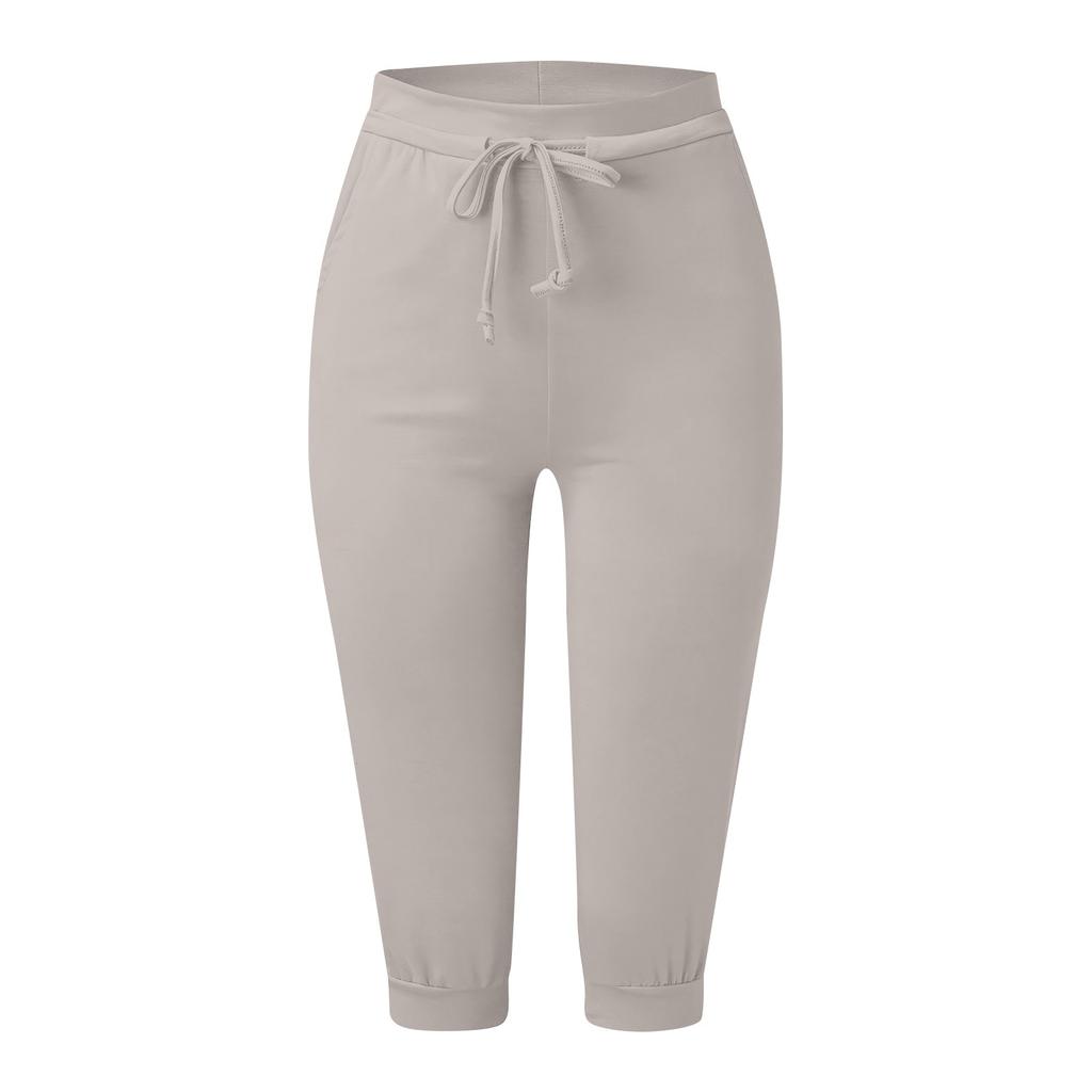Women Casual High Waist Drawstring Capri Pants Stretchy Lightweight Soft Fabric Comfortable Fit Relaxed Style