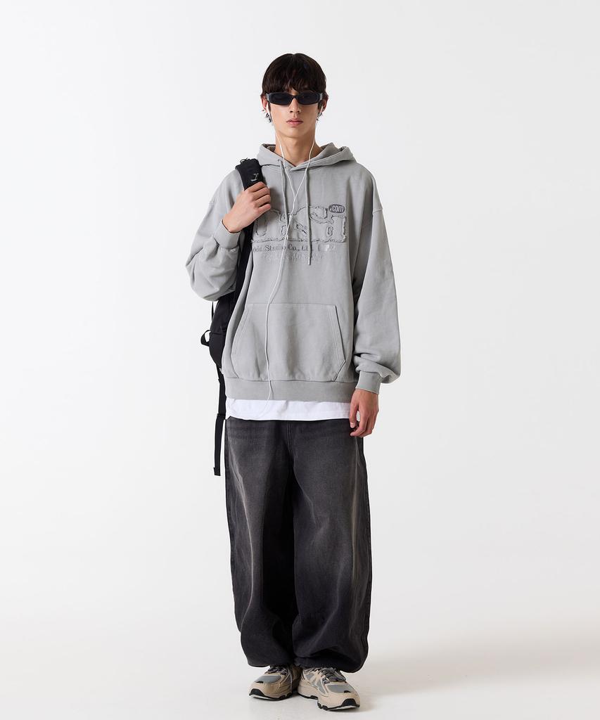 Odsd Pigment Damaged Overfit Hoodie - Light Gray