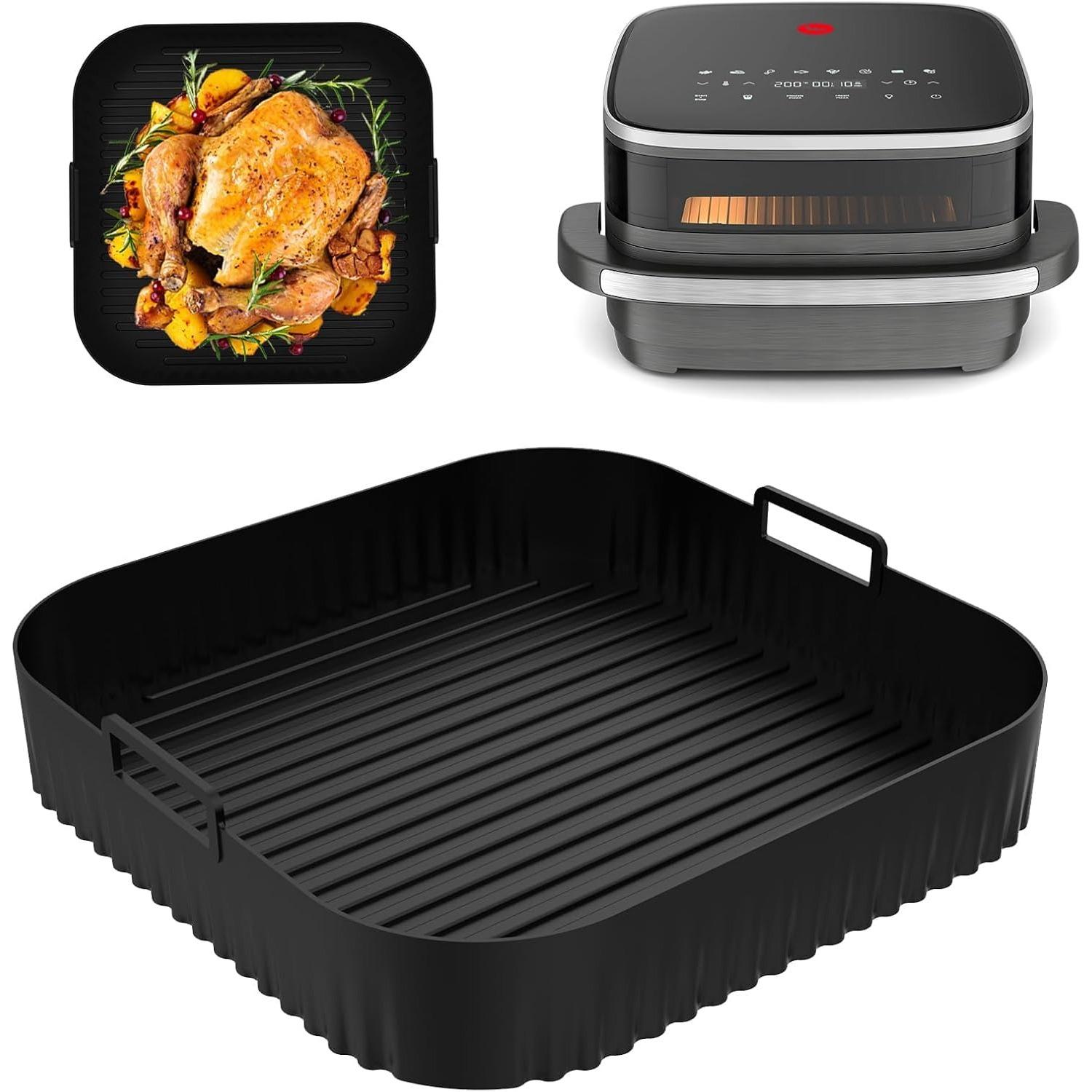 Силиконовая форма для аэрофритюрницы 26 см для Moulinex Easy Fry XL, многоразовый поддон-контейнер для аэрофритюрницы, аксессуар, легко моется чёрный