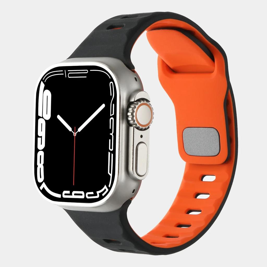 Silicone Strap for Apple Watch Band Ultra 2 49mm 46mm 44mm 45mm 41mm 40mm 42mm Two-tone Bracelet Iwatch Serise 10 9 8 7 6 SE 5 4