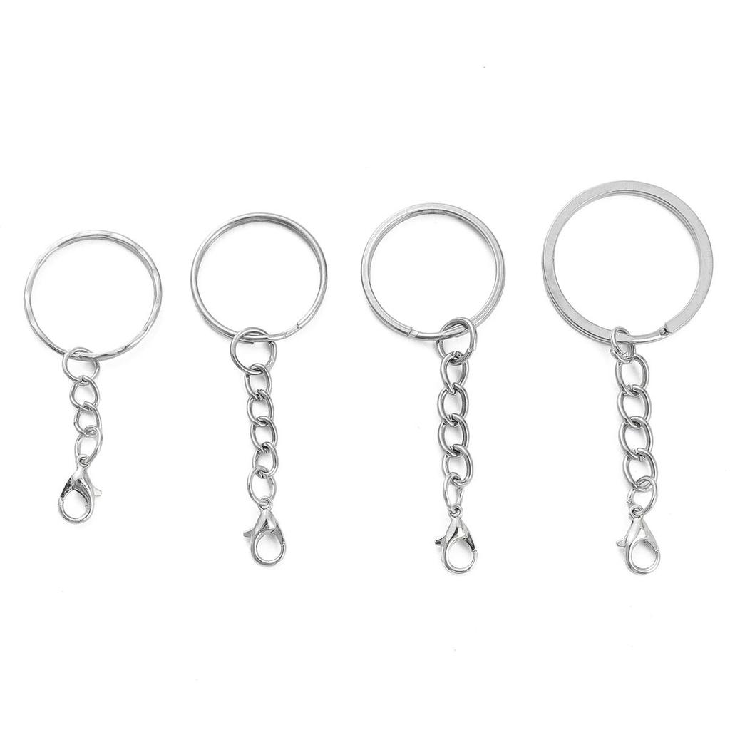 Iron Flat Ring Keychain Hanging Lobster Buckle Chain Buckles Connector For DIY Jewelry Making