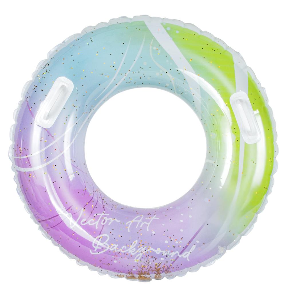 Inflatable swimming ring, 120cm, for adults and children, with handle, O-shaped, Ninonly, for water play, sparkly, perfect for summer vacation and
