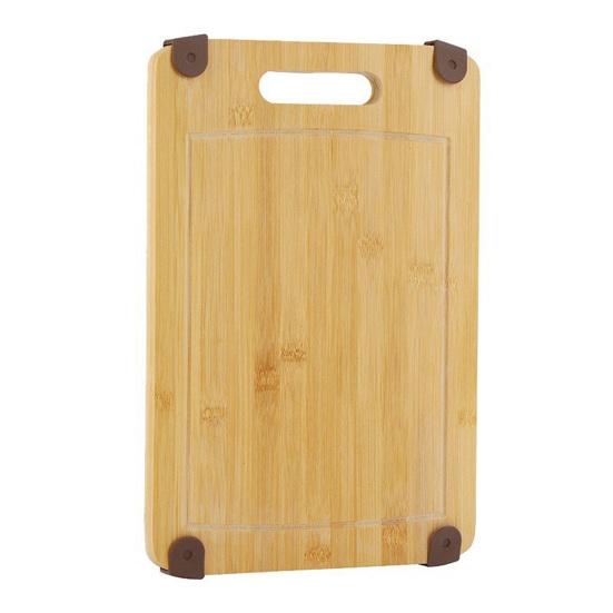 Bamboo Cutting Board Non-Slip Square Chopping Board for Meat Fruit Dough Dishwasher Safe Essential Kitchen Tool for Home Camping