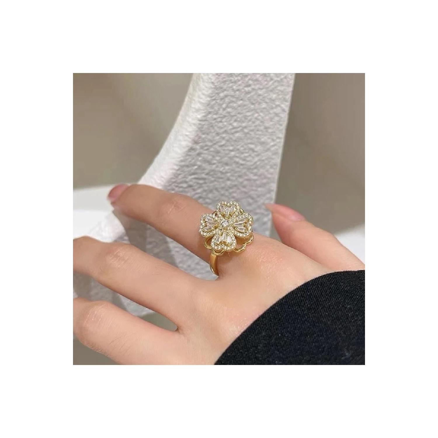 

Кольцо стресса с камнем, вращающимся на ветру / Кольцо удачи / Кольцо ветра