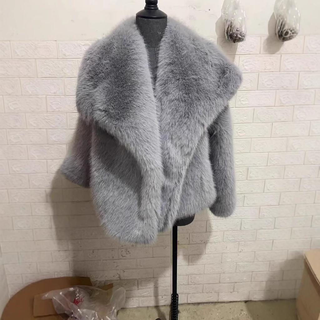 European and American new fur jacket large size women's top Internet celebrity fashion fox hair lapel short
