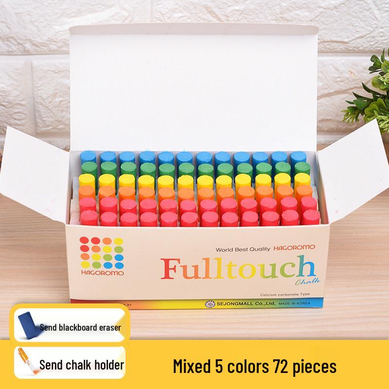Feather Robe Dustless Chalk Set: White & Red Chalk with Anti-Stain Holder for Teacher and Children Use