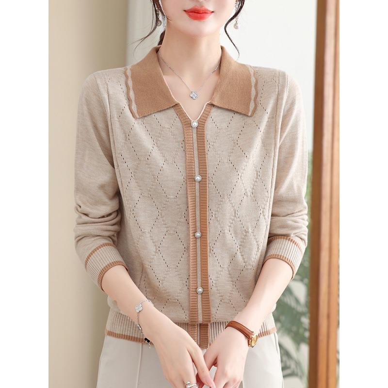 Temperament Mom Autumn Top Long Sleeve Bottom Shirt Women's Knitted Shirt Spring and Autumn Shirt