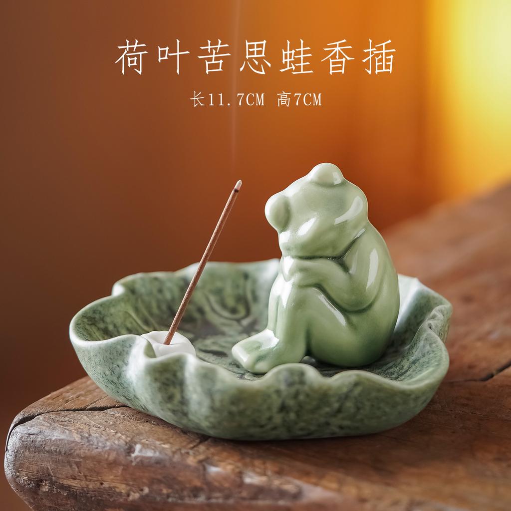 Lotusblatt Frosch Räucherhalter Zen Zen Garten Räucherstövchen Aromatherapie Duftverteiler Räucherkessel Buddhismus Zubehör Handwerk