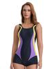 New Conservative High-Waist Colorblock One-Piece Swimsuit Slim Fit Racing Swimwear Women Sport Swimwear Less