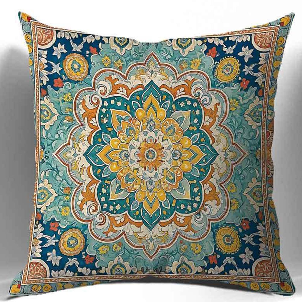 pc Bohemian Ethnic Mandala Decorative Cushion Cover D Print Polyester Pillow Case for Sofa Bed Car Office Home Decoration
