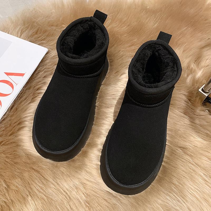 thick-soled outer wear short snow boots women's winter new versatile velvet thickened warm cotton shoes