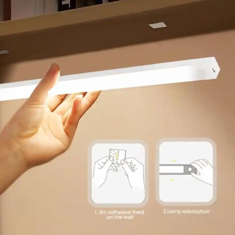 Hareket Sensörlü Işık Kablosuz LED Gece Lambası Tip C Şarj Edilebilir Işık Dolap Gardırop Lambası Merdiven Arka Aydınlatma Mutfak LED